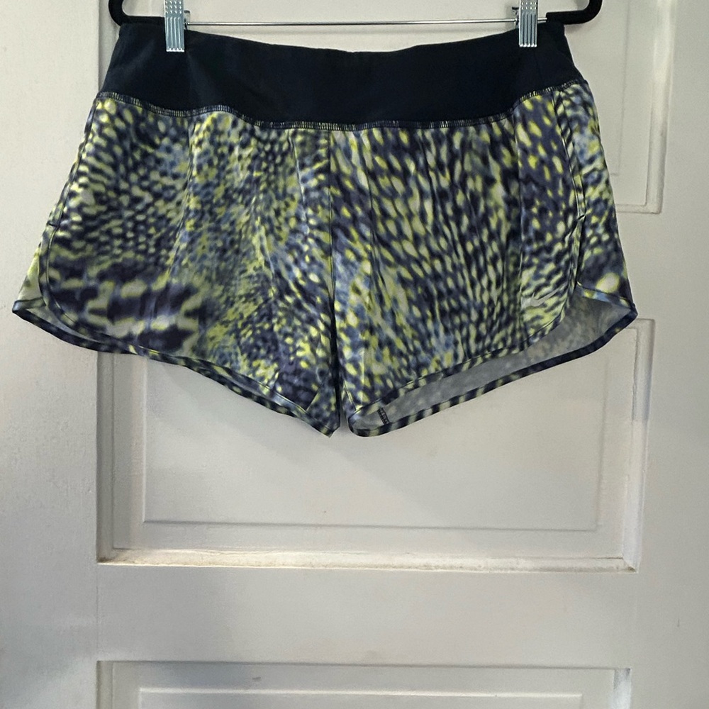Nike Women's Yellow and Blue Athletic Shorts